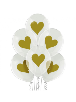 Latexový balonek s potiskem Srdíčka 30 cm - 6 ks