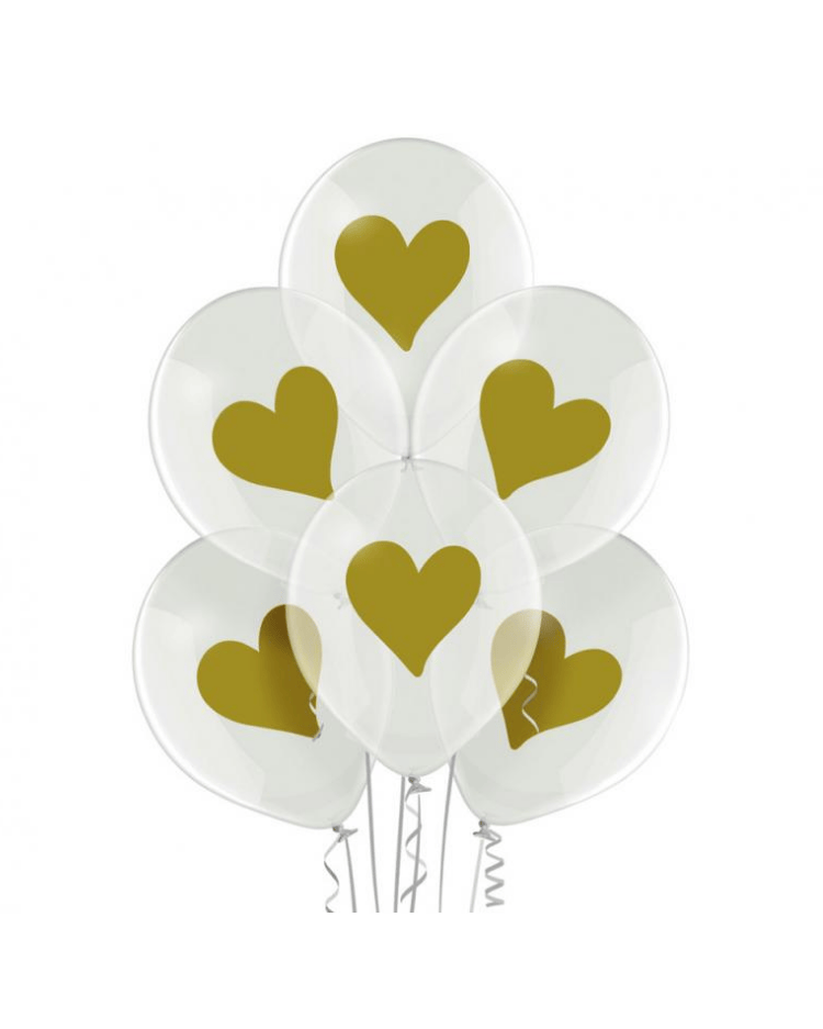 Latexový balonek s potiskem Srdíčka 30 cm - 6 ks