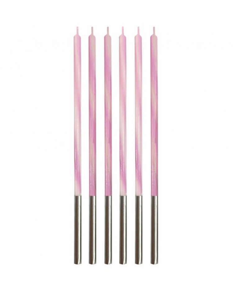 Svíčky Candy ružové 6 x 15 cm
