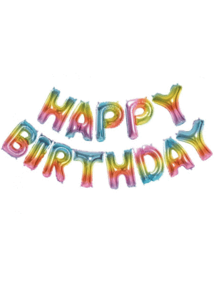 Foliový nápis HAPPY BIRTHDAY duhový 340 x 35 cm