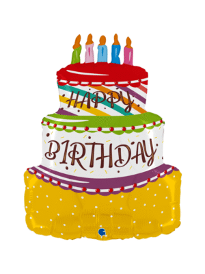 Fóliový Balónek Dort svíčky s hvězdami 58 cm