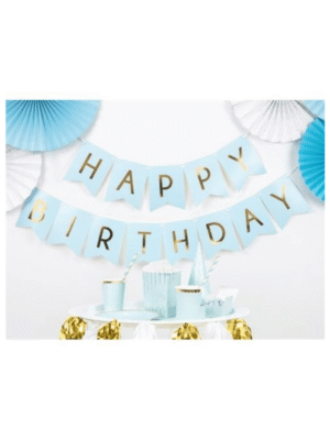 Papírová Girlanda Happy Birthday modré 175 cm