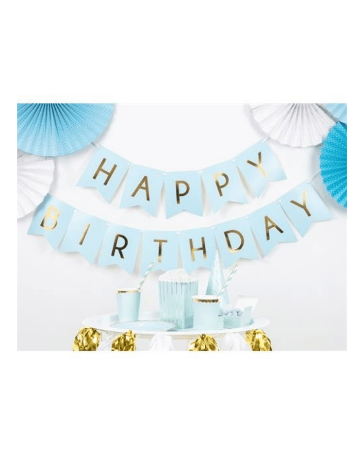 Papírová Girlanda Happy Birthday modré 175 cm