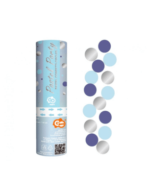 Vystřelovací Konfety – Modro-stříbrné kolečka 15 cm