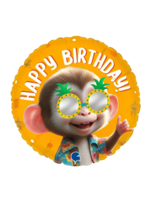 Fóliový balónek Happy Birthday Cool opička 45 cm