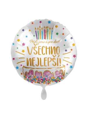 Fóliový balónek Kruh Přišli jsme si pro dort Všechno nejlepší 45 cm