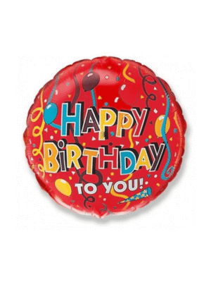 Fóliový balónek kruh Happy Birthday červený 45 cm