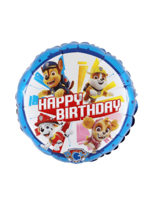 Balónek s potiskem Tlapková Patrola "Happy Birthday" 45 cm