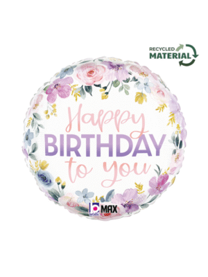 Fóliový balónek kruh Happy Birthday to you Flowers 40 cm