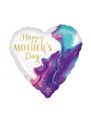 Fóliový balónek srdce Happy Mothers Day mramor 45 cm