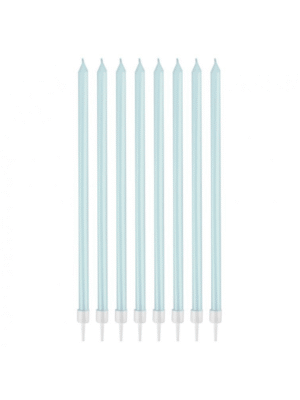 Svíčky modré, 15,5 cm, 8 ks