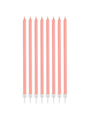 Svíčky růžové, 15,5 cm, 8 ks