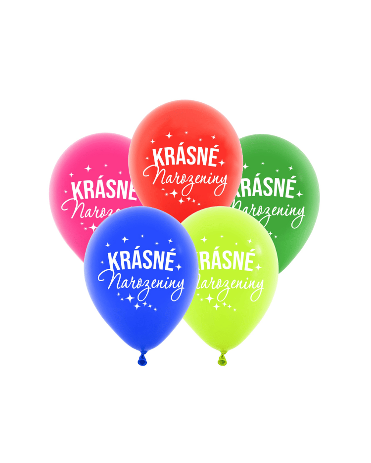 Balonky s potiskem Krásné narozeniny 30 cm barevné - 5 ks