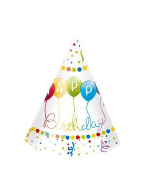 Papírové Čepičky  Happy Birthday s balónky 6 ks