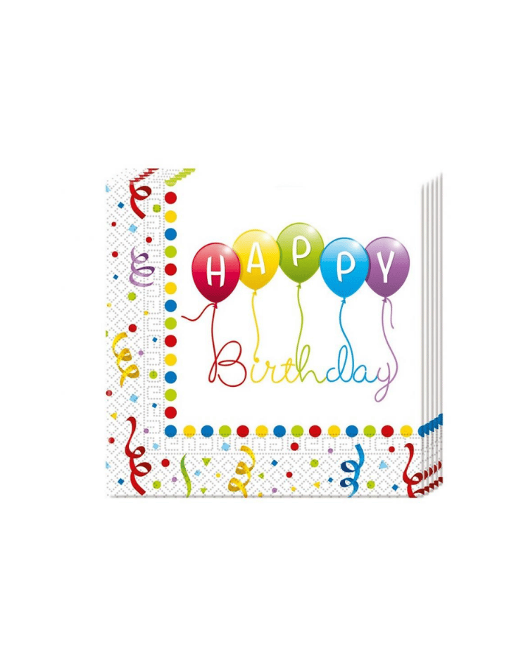 Papírové Ubrousky Happy Birthday - 20 ks
